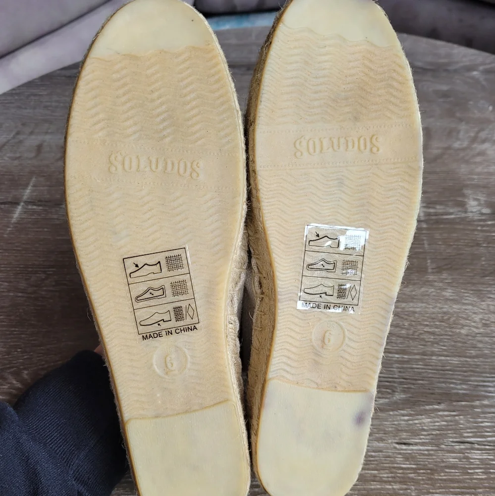 Soludos Cream Espadrilles with Red and Navy Geometric Embroidery